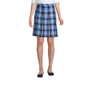 Lands End Blue Plaid Box Pleat Skirt Size 16